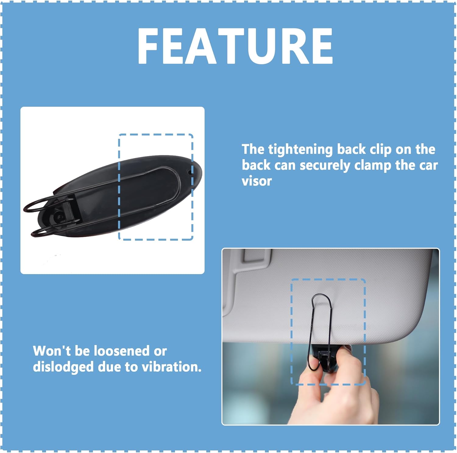 2 soportes para lentes de sol para automóvil, clip de soporte para lentes de sol con esponja para proteger los lentes de sol, clip universal para