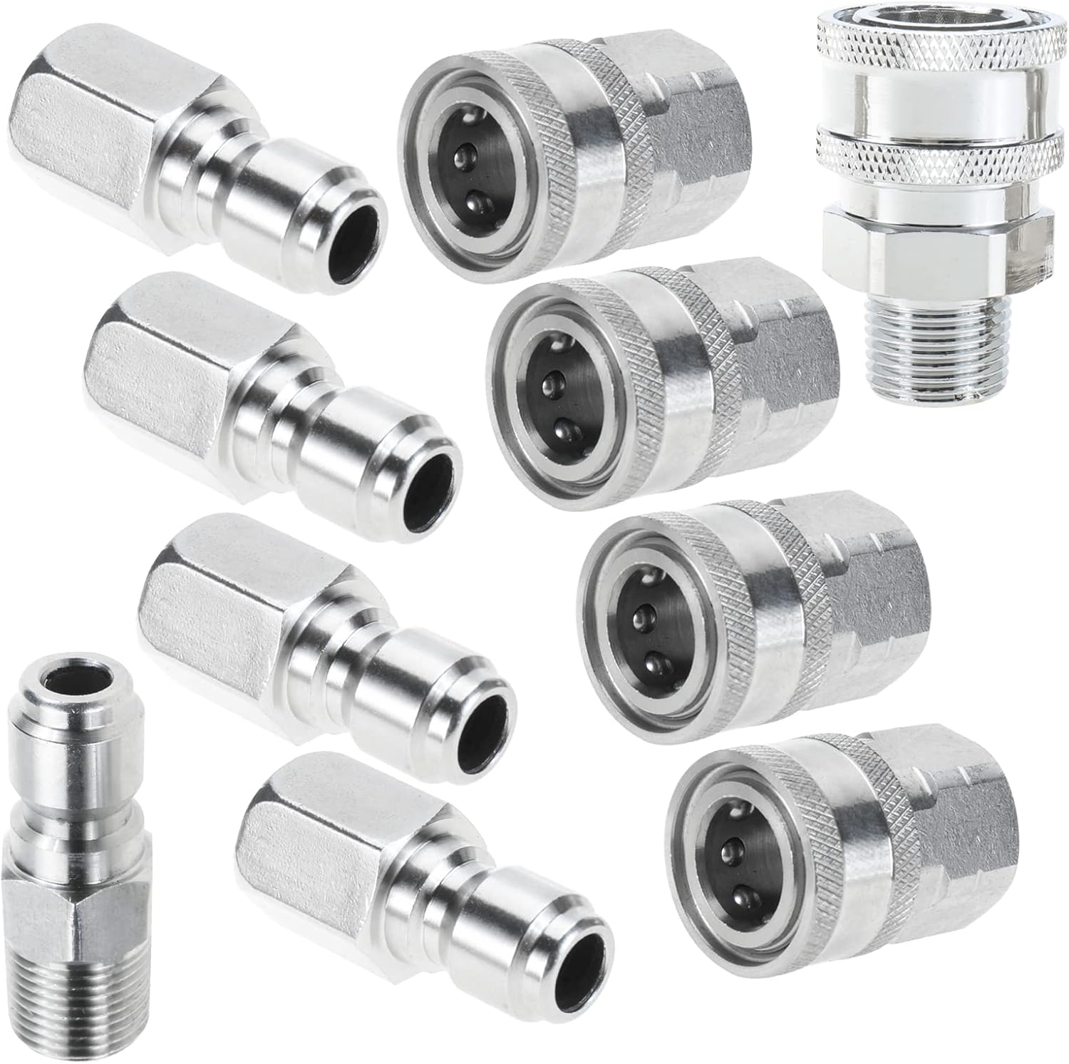 SanSanYa 10 Uds. NPT 38 de pulgada de acero inoxidable de 38 pulgadas Adaptadores de manguera Conector rápido Lavadora a presión Acoplador Conexión