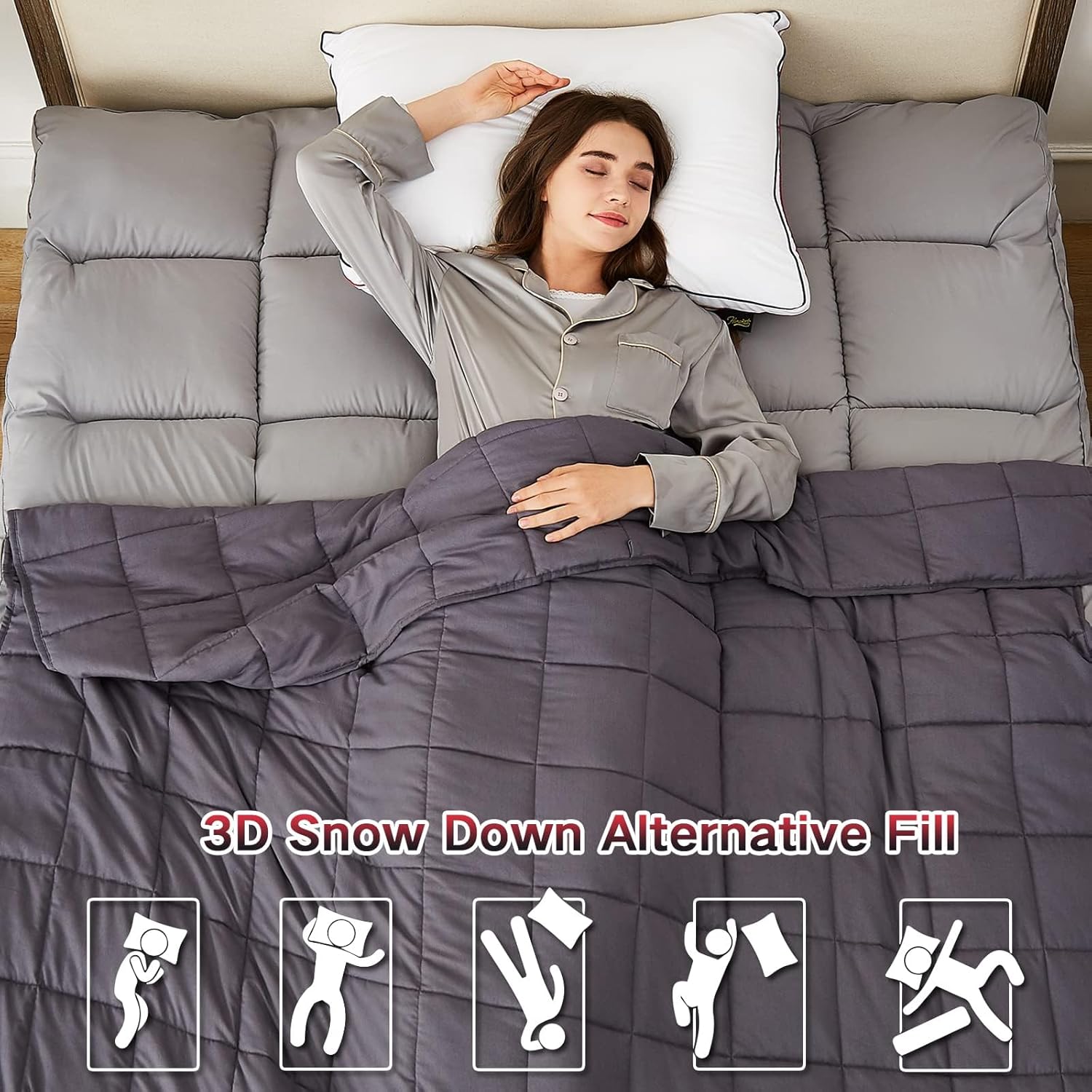 Homemate Cubrecolchón tamaño individual XL, 1800 hilos, refrescante, para sueño profundo, extra grueso, relleno alternativo de plumón de nieve 3D,
