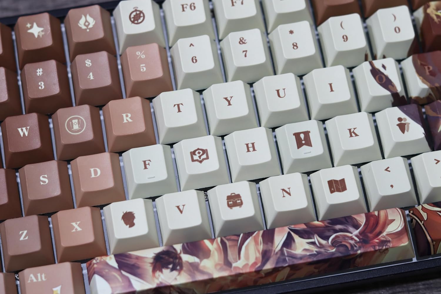 Glacier Genshin – Juego completo de teclas de impacto para teclado mecánico, perfilado de cerezas, sublimación de tinte PBT, compatible con