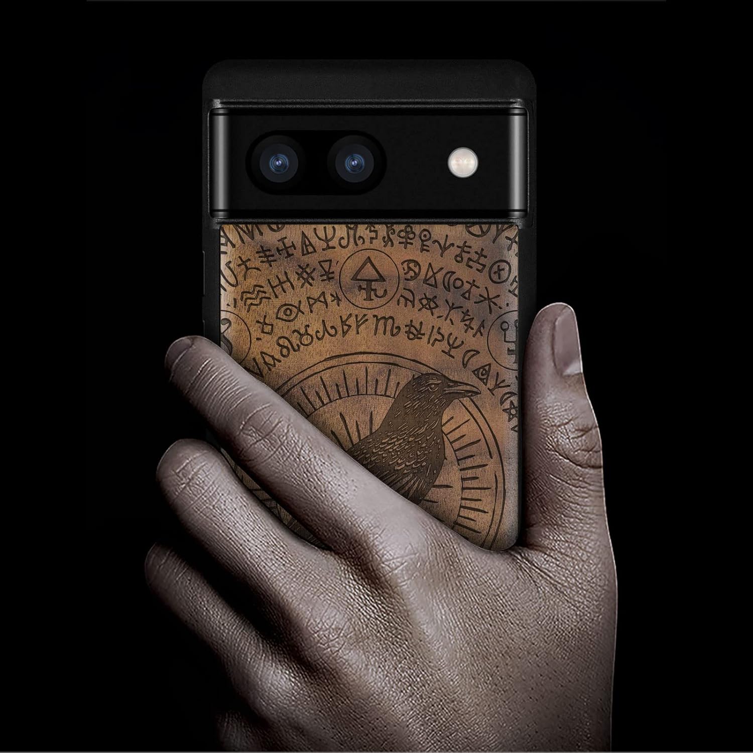 Carveit Funda de madera para Pixel 6a 2022 madera natural y TPU suave negro a prueba de golpes, funda de madera única compatible con Google Pixel 6a