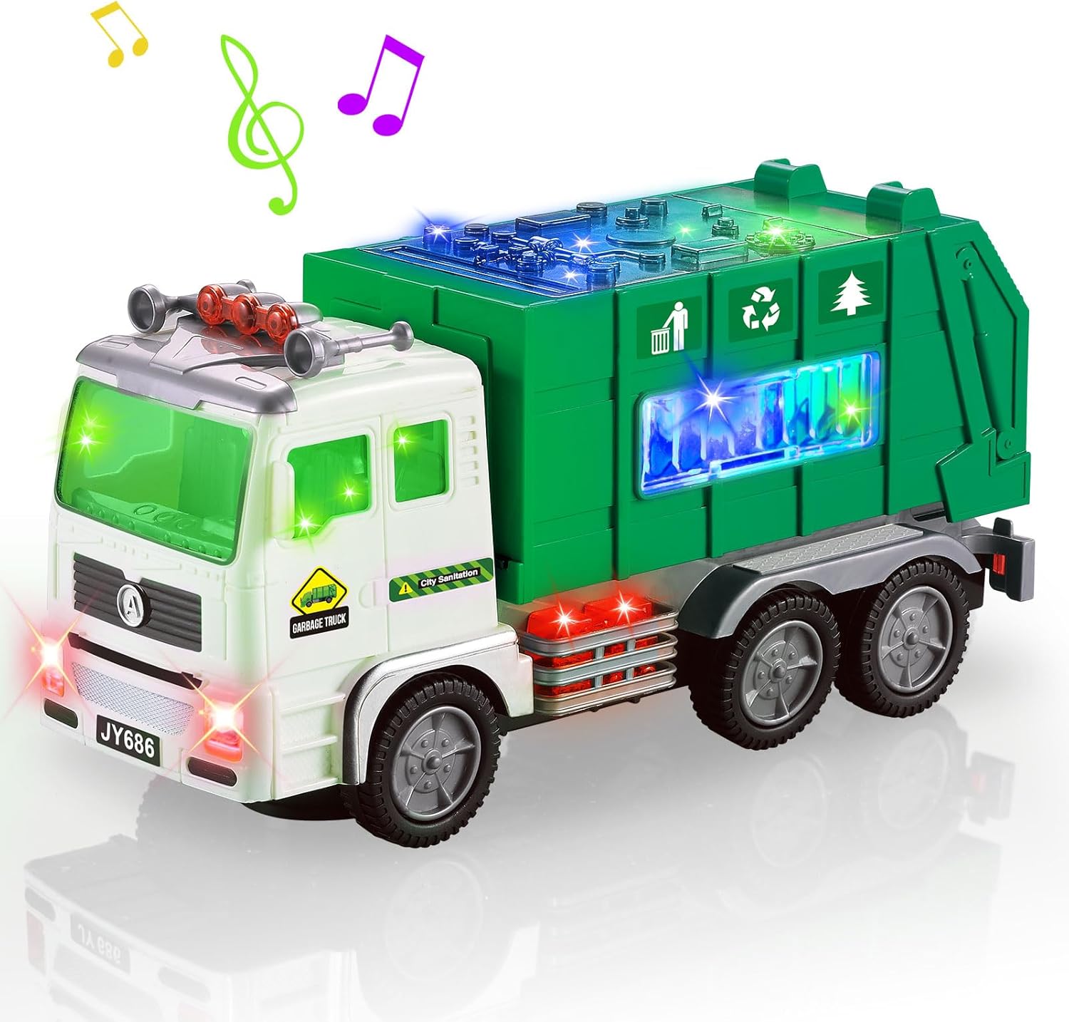Camión de basura de juguete, camión de bomberos y camión de contenedores de juguetes para niños pequeños de 1, 2, 3, 4, 5, 6 años, regalos de
