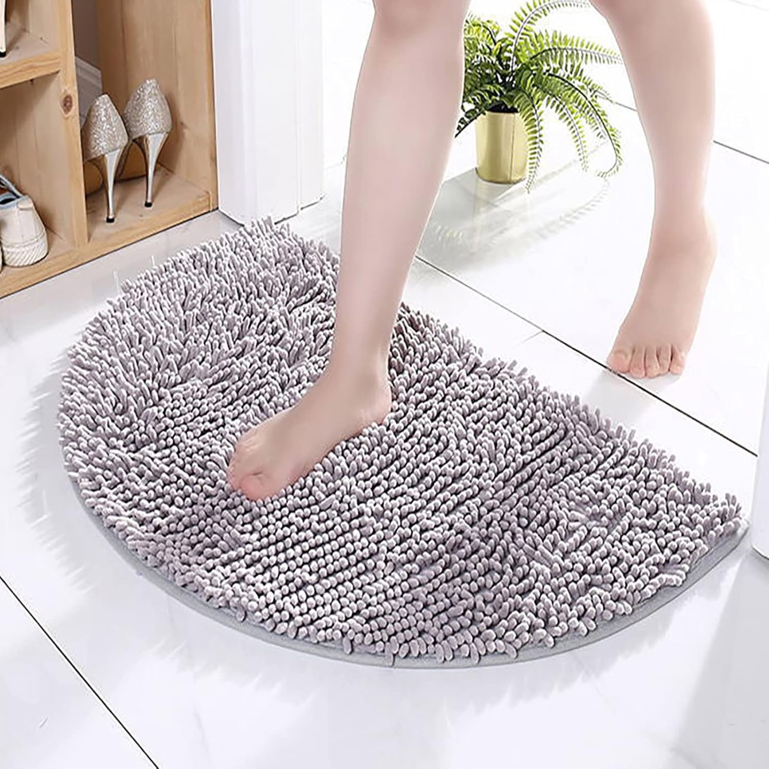 Scceatti Alfombras de baño de 20 x 13 pulgadas, alfombras de baño de medio círculo, suaves, antideslizantes, absorbentes, de secado rápido,