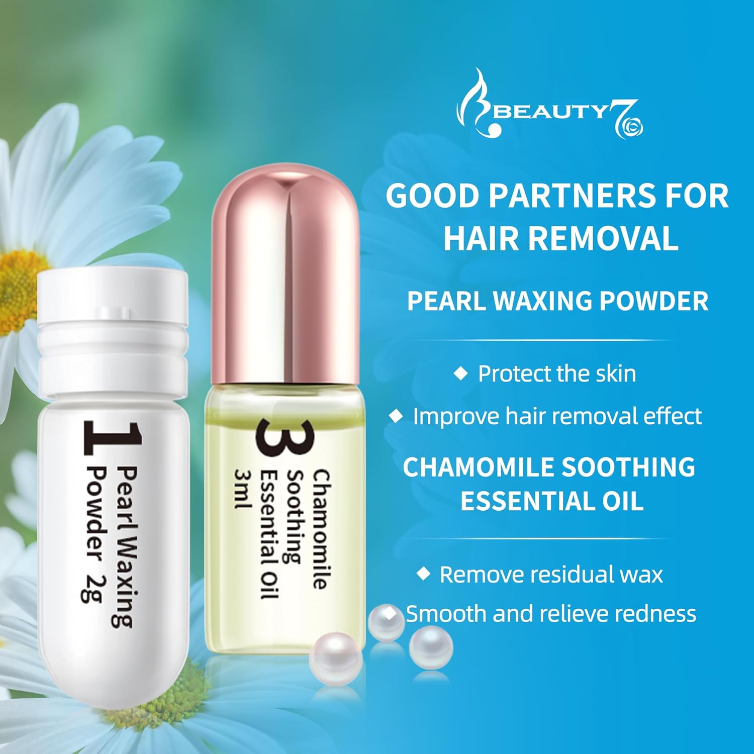 Beauty7 Tiras de cera de cejas para hombre, tiras de cera facial, tiras de depilación en casa, 24 piezas con aceite esencial de polvo de perlas para