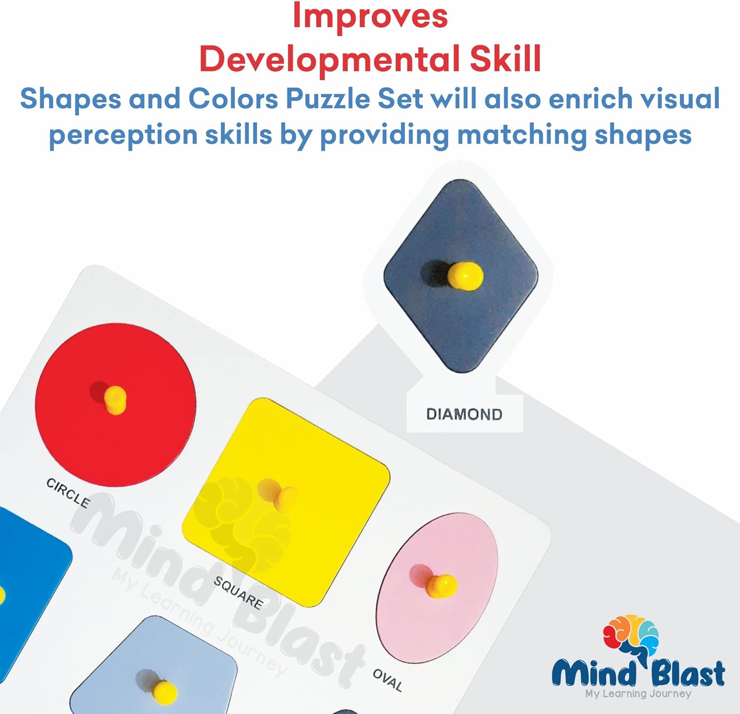 MIND BLAST Rompecabezas de madera con formas y colores de madera, perfecto para desarrollar la creatividad y las habilidades de resolución de