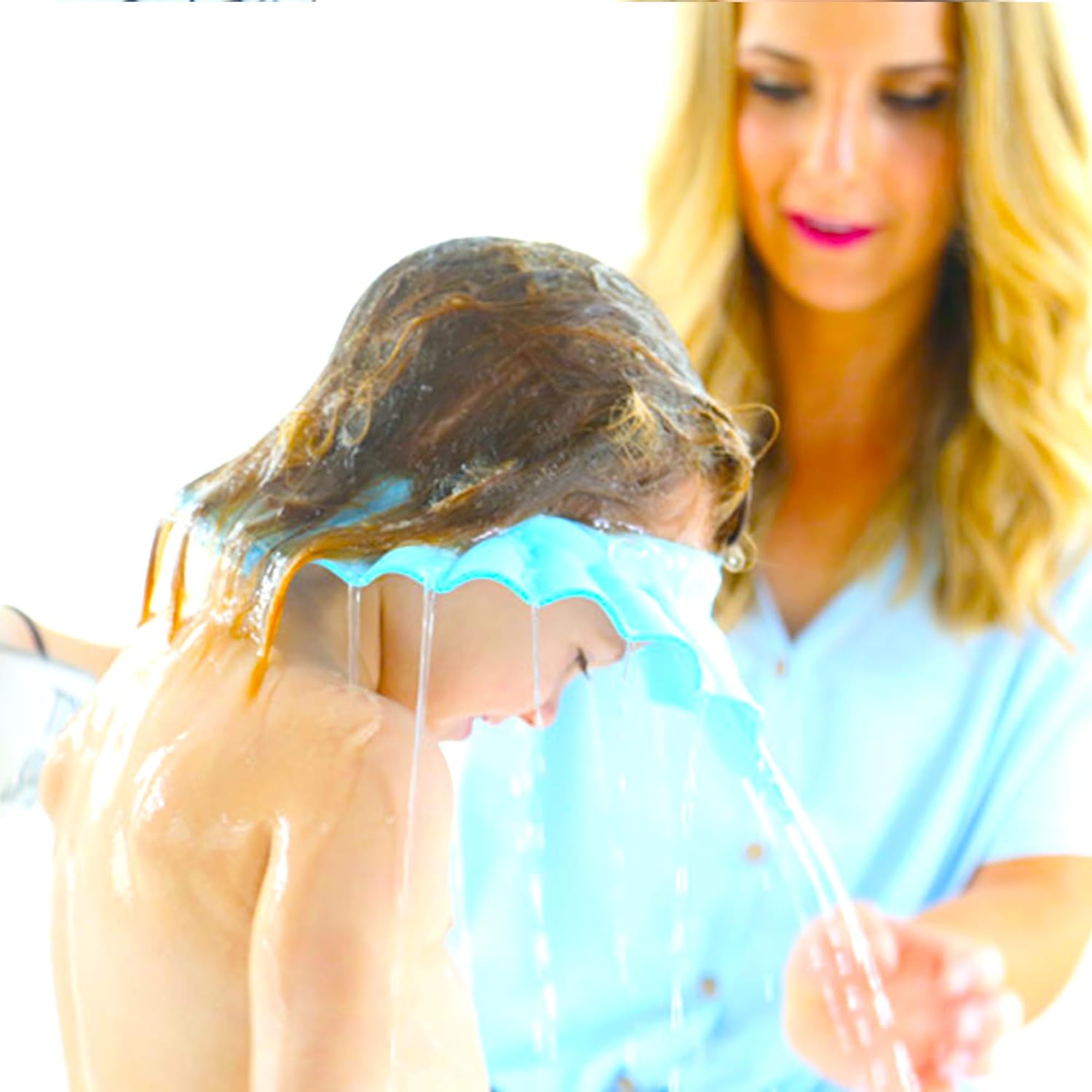 Gorro azul para baby shower, gorro de champú de baño, gorra de visera ajustable, protege tus ojos y cara del agua, adecuado para bebés, niños y