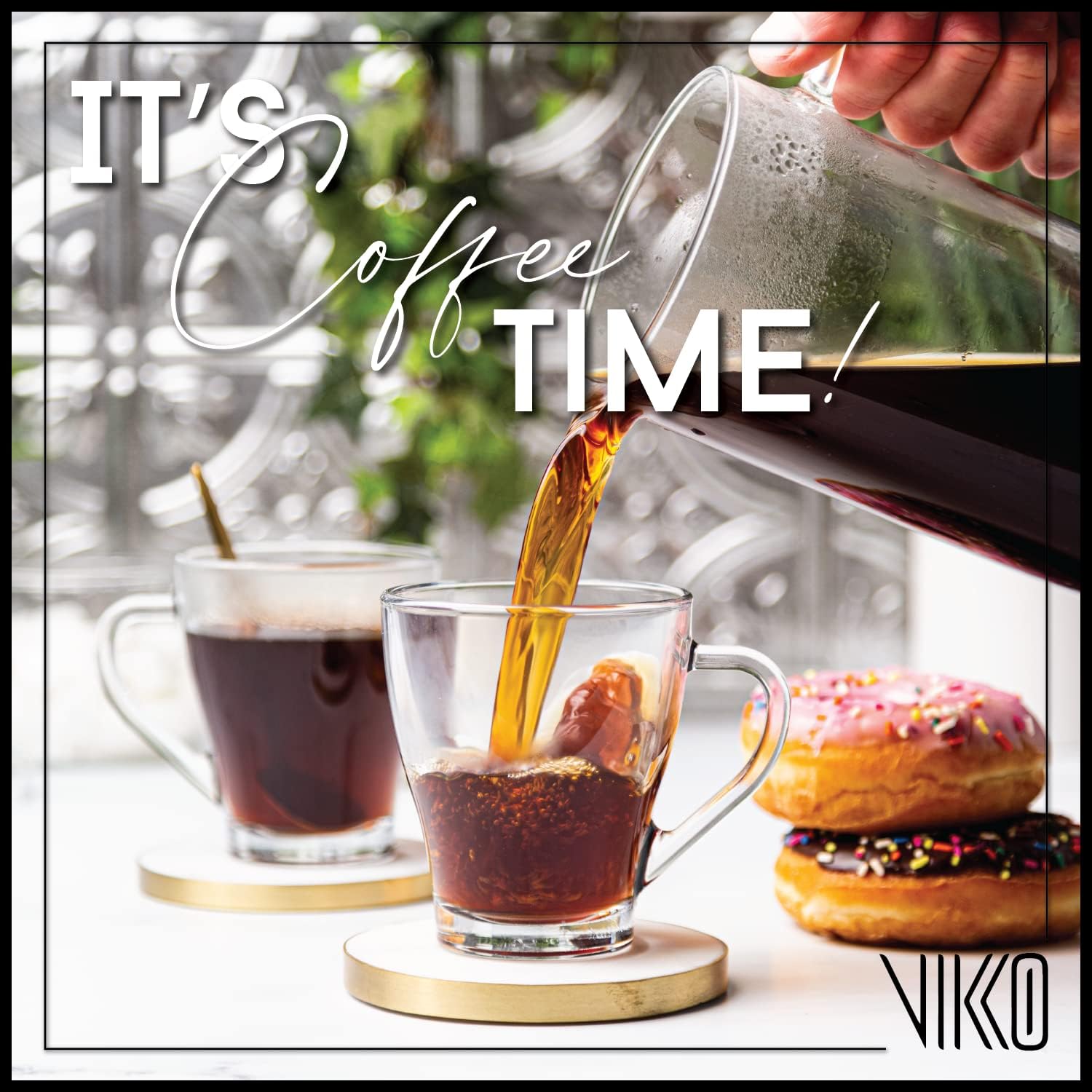 Vikko Tazas de café de vidrio de 9 onzas, gruesas y duraderas para café, té, sidra, ideales para bebidas en capas, aptas para microondas y