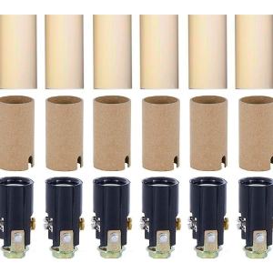 Creative Hobbies Juego de 6 enchufes de lámpara de araña, candelabros E-12 con aisladores de cartón y fundas de plástico crema de 1 34 pulgadas de Creative Hobbies Juego de 6 enchufes de lámpara de araña, candelabros E-12 con aisladores de cartón y fundas de plástico crema de 1 34 pulgadas de