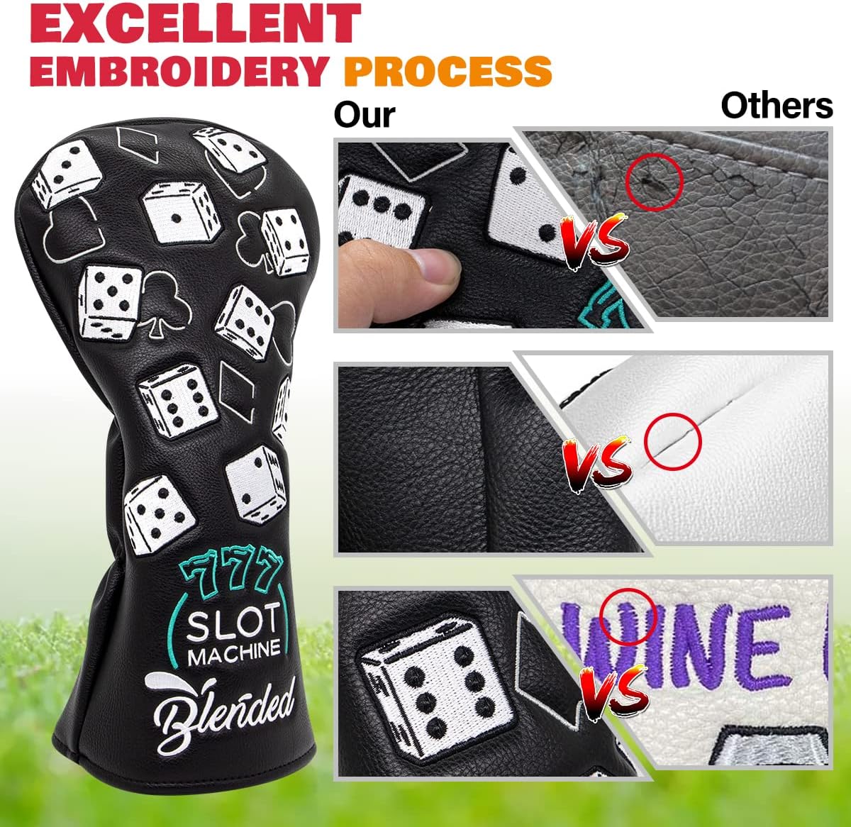 Fundas para palos de golf Lucky 777 Blade Putter Headcover Golf Driver Covers Fairway Wood Headcover Hybrid Head Cover Blade Putter Cover Leather 3