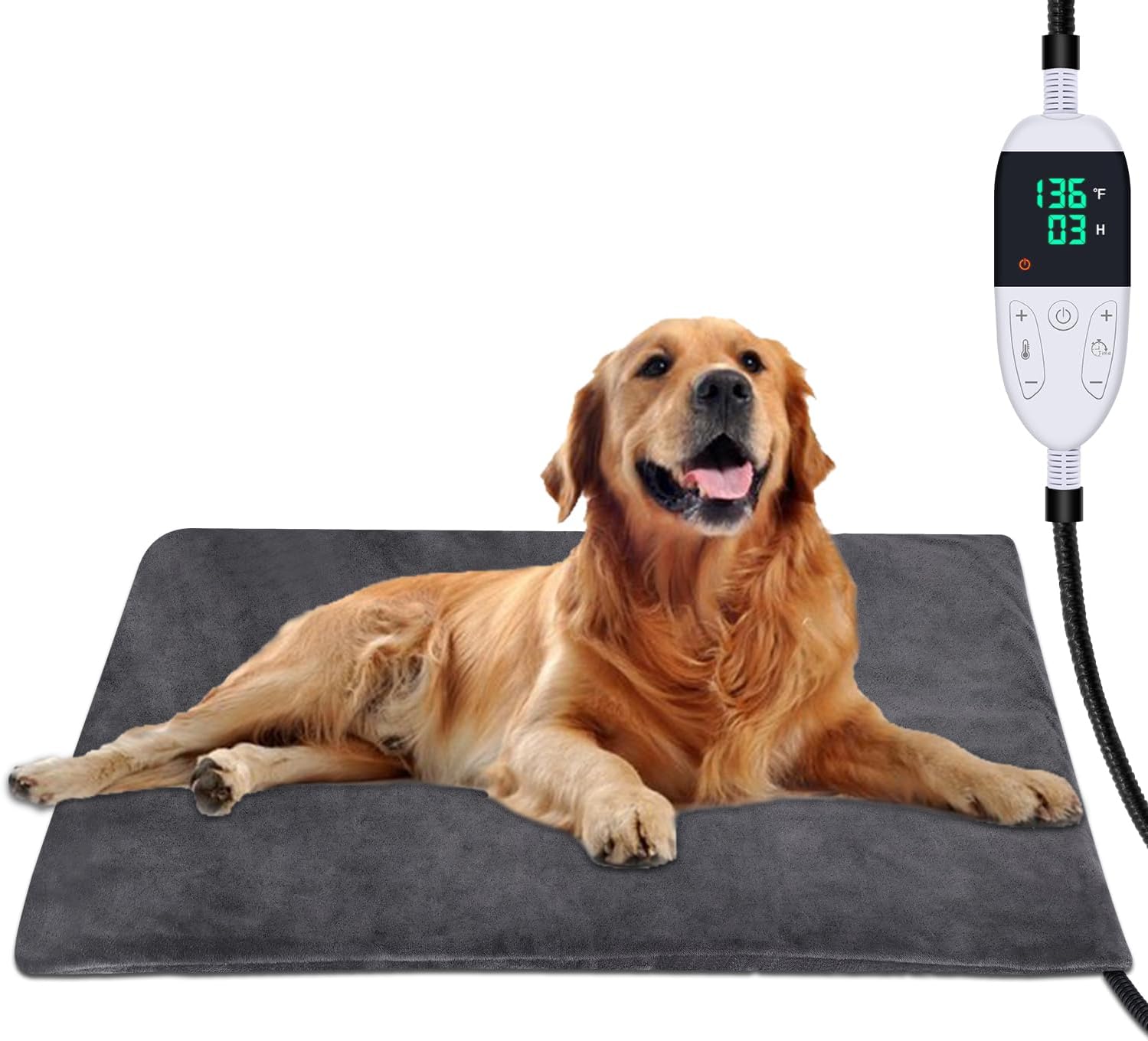 ENJOY PET Almohadilla térmica para mascotas, almohadilla térmica para perros con temporizador de 13 niveles y 9 niveles de temperatura, almohadillas