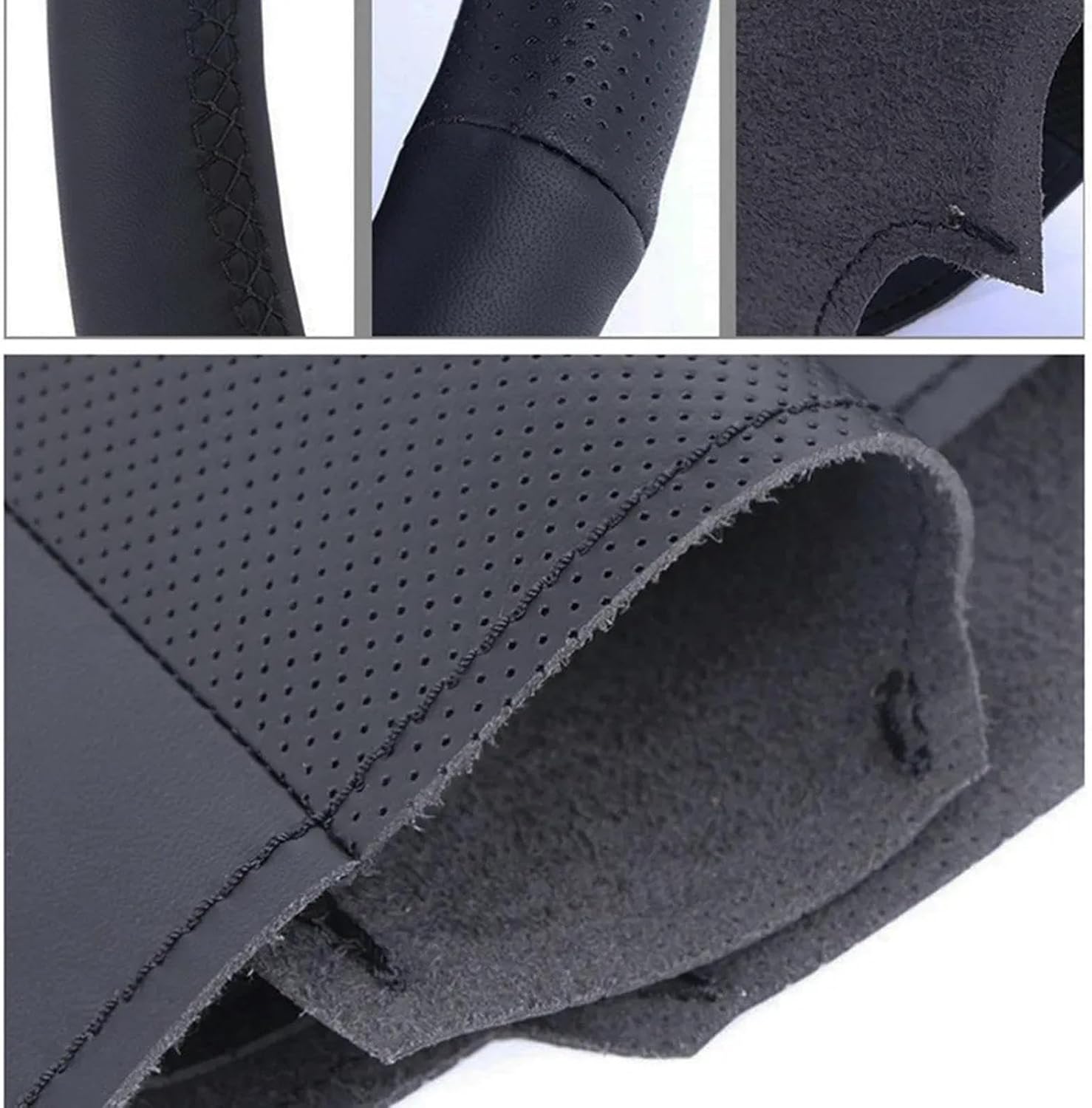 Fundas de volante de automóvil de fibra de carbono negras cosidas a mano, aptas para Mazda CX-3 CX3 CX-5 CX5 2017 2018 Accesorios de coche