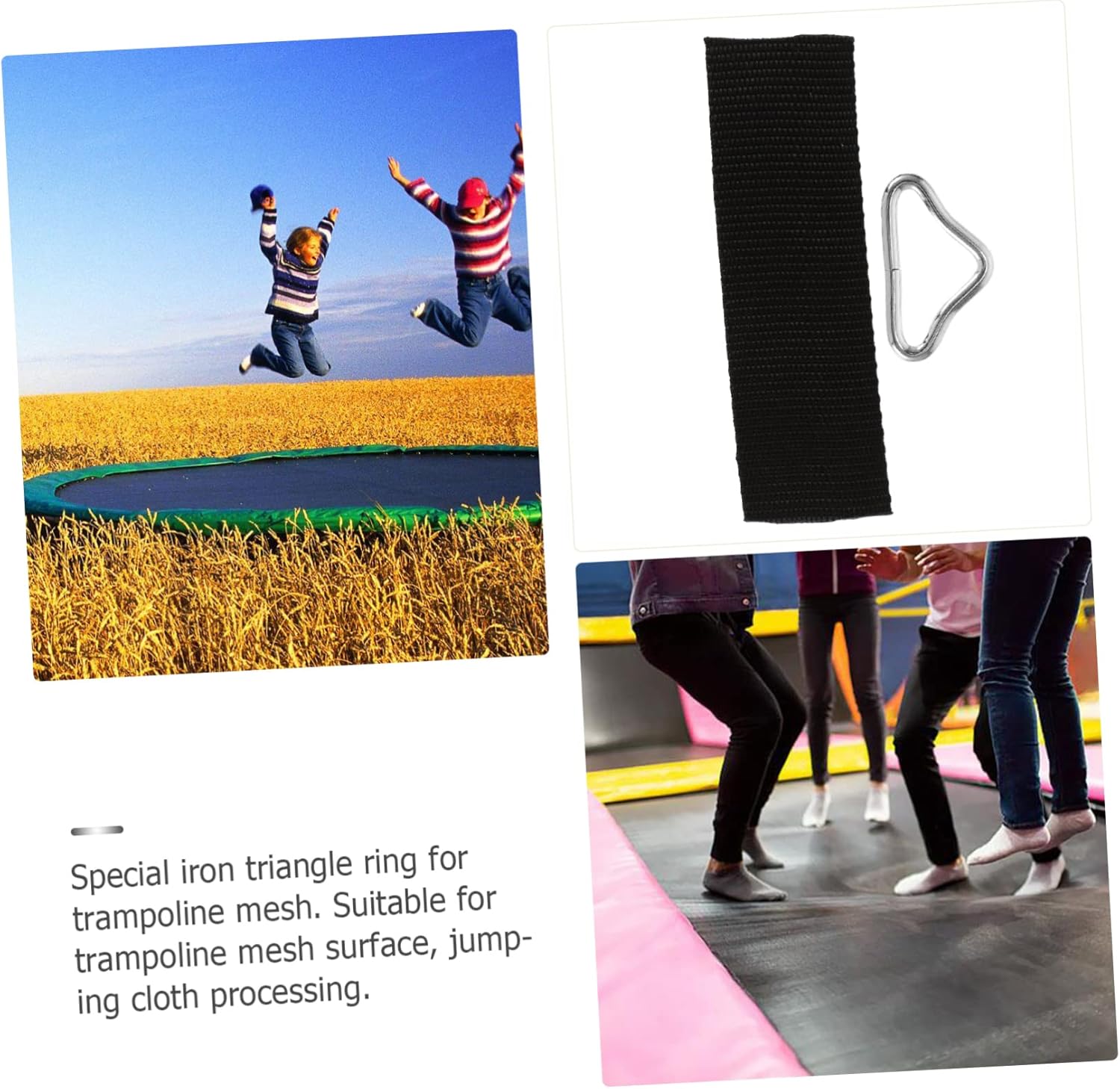 COHEALI 30pcs Trampolín Hebilla Trampolín Reparación Mat Acero Inoxidable Triángulo Anillos Vendaje Conector Colchón Cama para Niños Trampolín