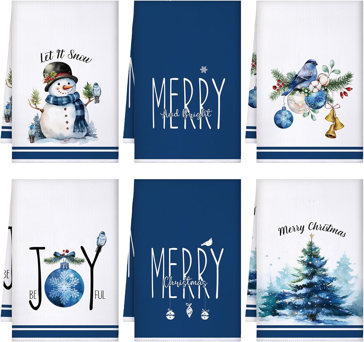 Bencailor Juego de 6 paños de cocina de Navidad absorbentes de microfibra suave para casa de campo, 16 x 24 pulgadas, toallas de mano de invierno y