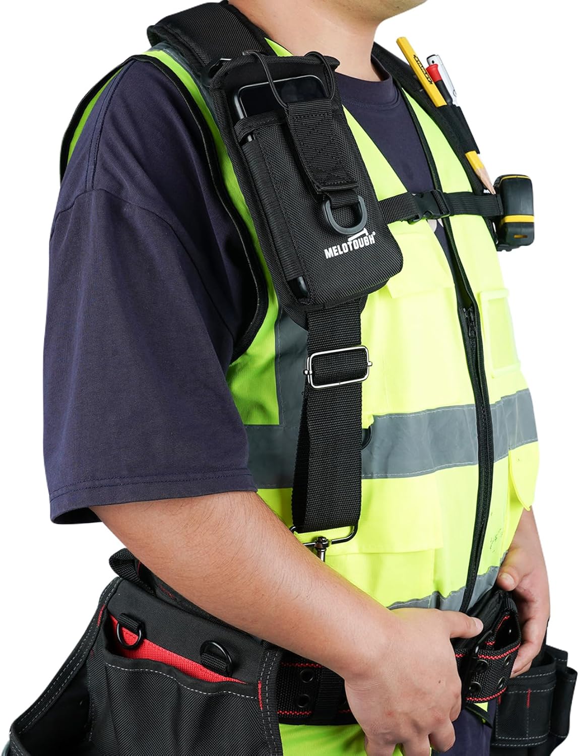 MELOTOUGH Tirantes de cinturón de herramientas para hombres grandes y altos, tirantes acolchados para bolsas de trabajo