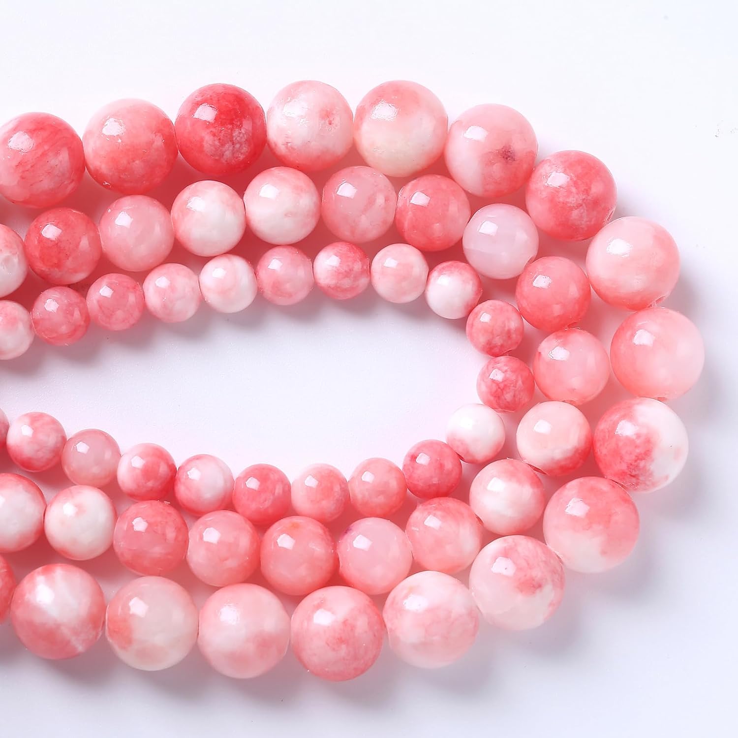 Cuentas sueltas de jade persa rosa de 0.315 in, 46 unidades, para hacer joyas, pulseras y collares