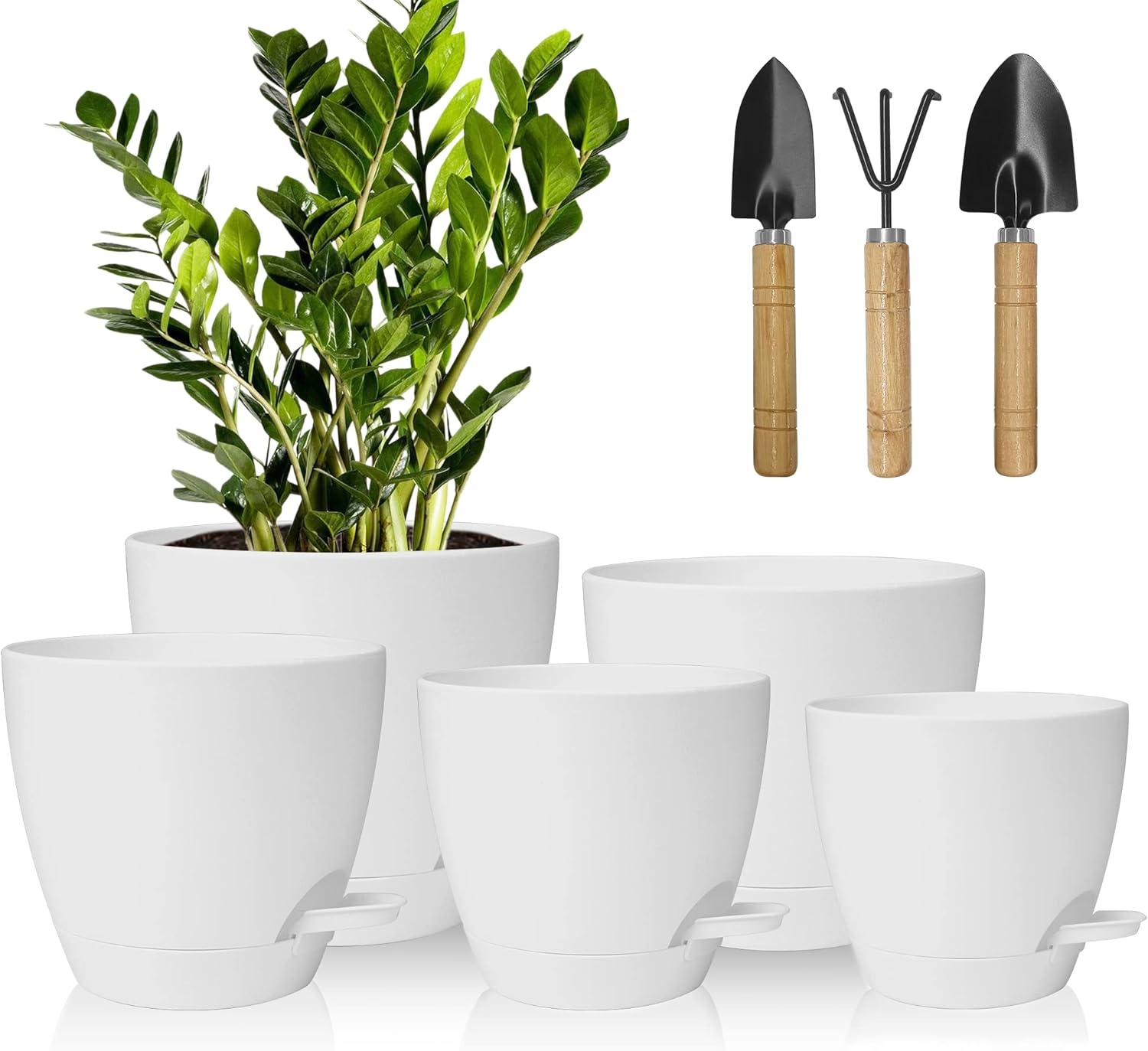 Idealife Macetas de 76.565.55 pulgadas con orificio de drenaje, macetas para macetas de jardín decorativas modernas con 178 agujeros de drenaje para