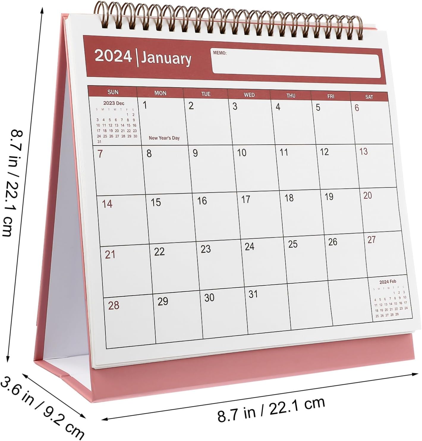 NUOBESTY Calendario de escritorio 2024-2025 de pie, calendario de escritorio, calendario de papel, calendario diario, páginas mensuales, calendario
