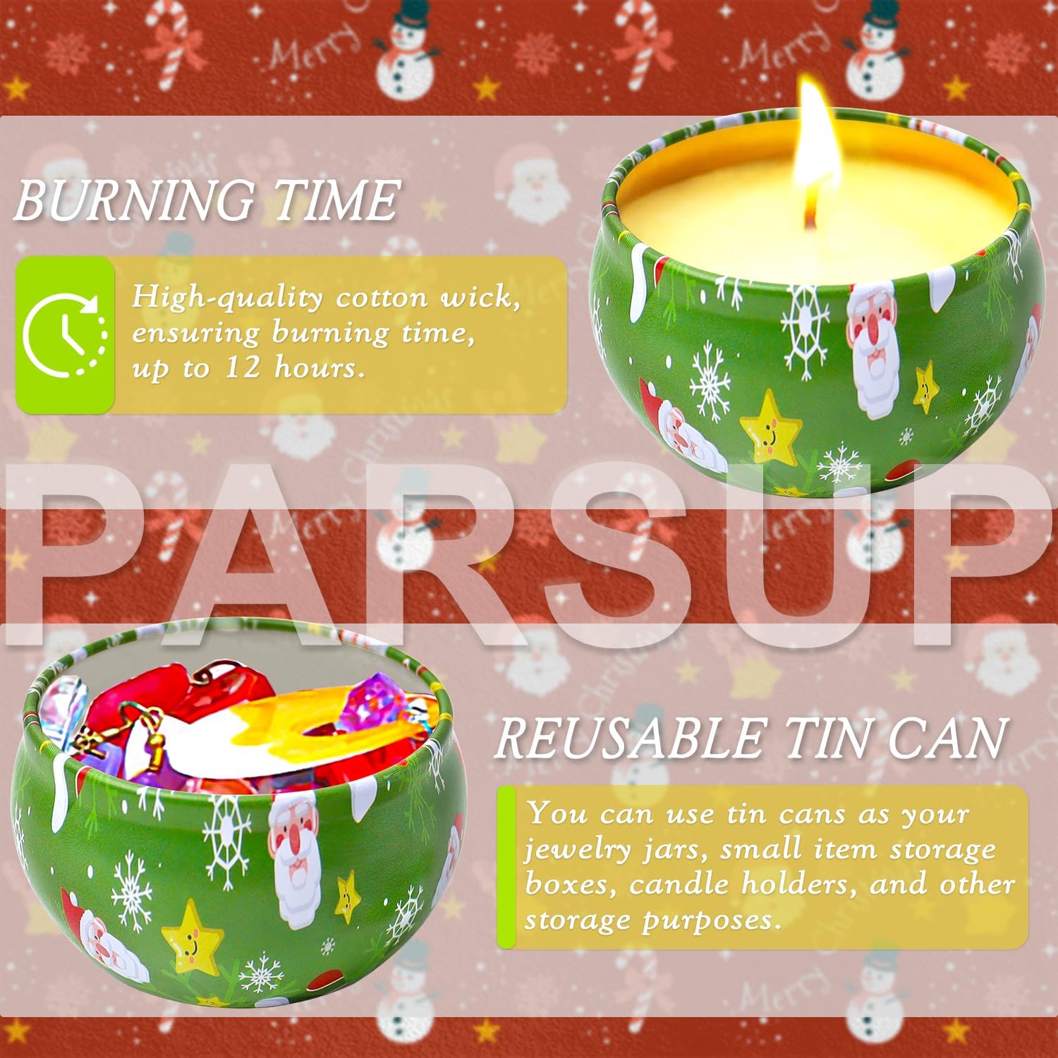 12 velas perfumadas de Navidad, velas en tarro de 2.5 onzas, juego de 12 velas de fragancia navideña para mujeres, mamá, abuela, madrina, compañera