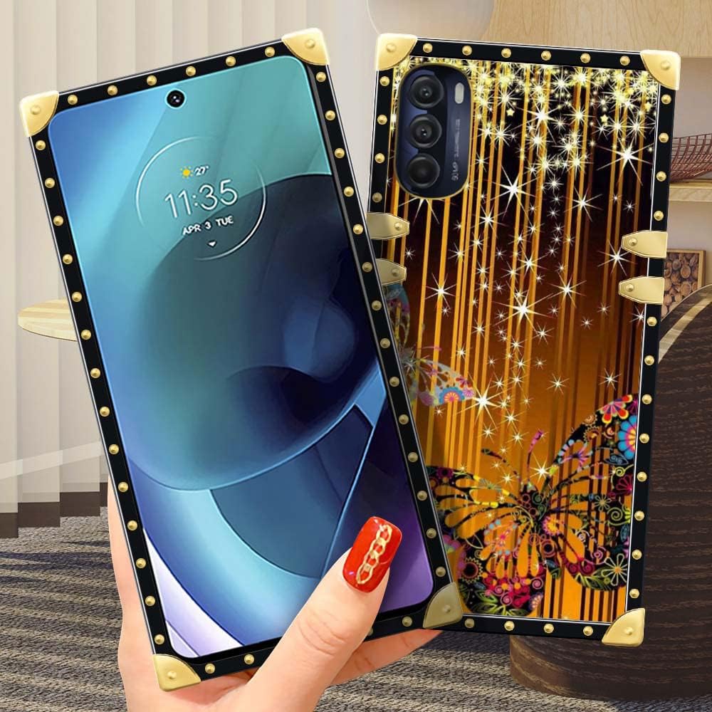 DAIZAG Funda para Moto G 5G 2022, diseño de mariposa, brillante, retro, elegante, decoración dorada, suave, antiarañazos, para niña y mujer, funda