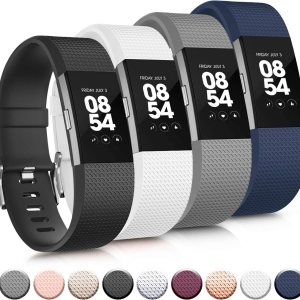 Tobfit Bandas deportivas compatibles con Fitbit Charge 2, paquete de 4, pulseras de repuesto para mujeres y hombres, pequeñasgrandes Tobfit Bandas deportivas compatibles con Fitbit Charge 2, paquete de 4, pulseras de repuesto para mujeres y hombres, pequeñasgrandes
