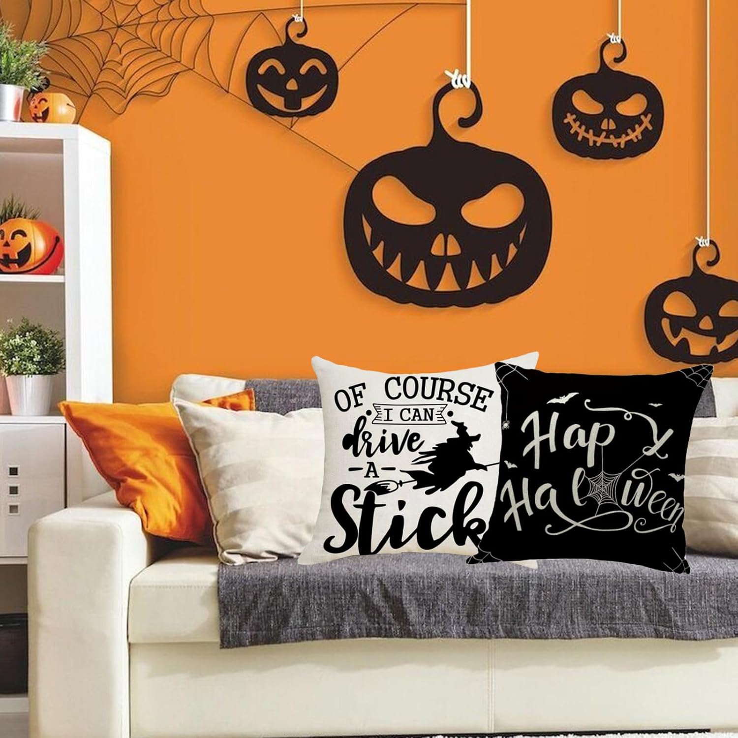 Juego de 4 fundas de almohada de 18 x 18 pulgadas para decoración de Halloween