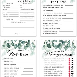 Juegos de baby shower de eucalipto verde para niño o niña, juego de 4 juegos para 10 invitados, 5 x 7 pulgadas Juegos de baby shower de eucalipto verde para niño o niña, juego de 4 juegos para 10 invitados, 5 x 7 pulgadas