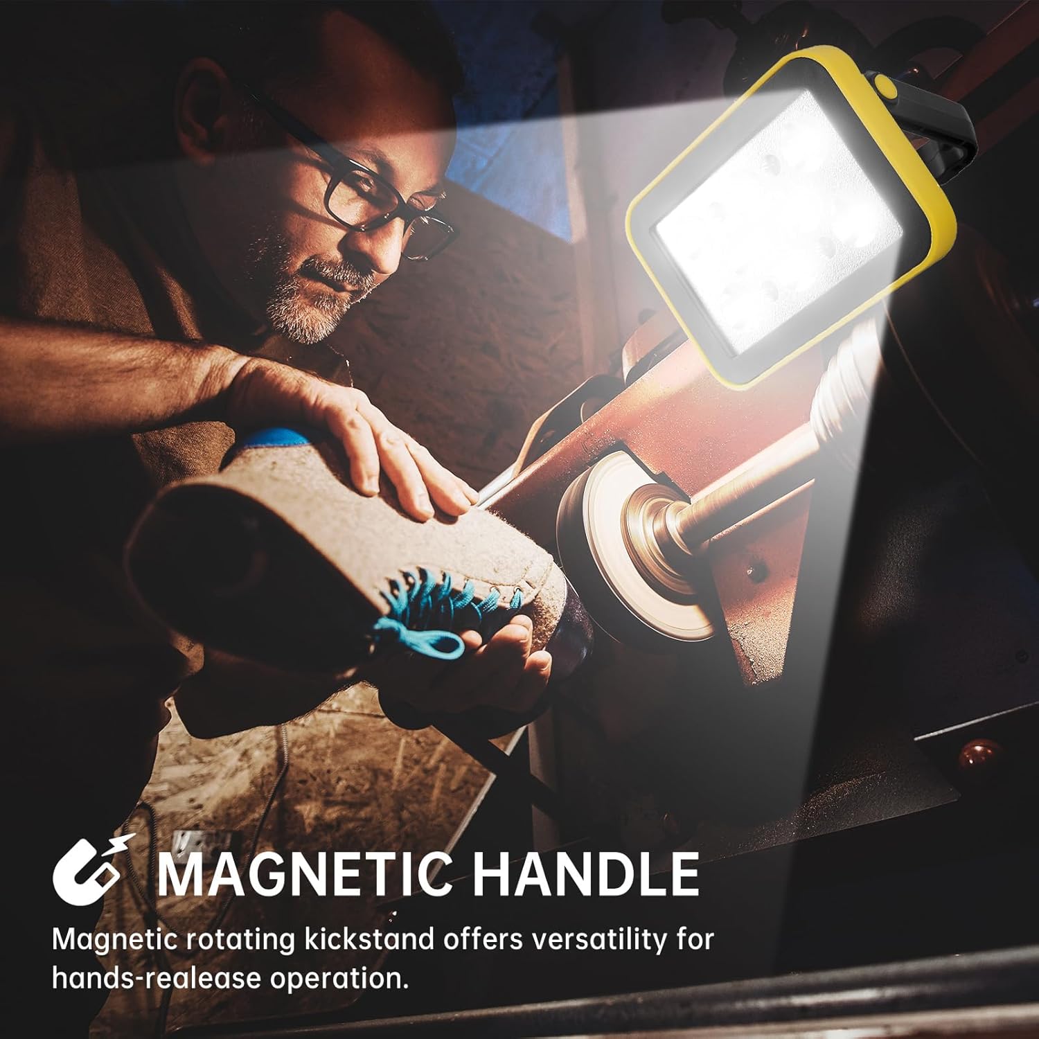Luz de trabajo LED magnética recargable de 40 W, luz de trabajo COB mecánica portátil con 4 modos de luz, inalámbrica debajo del capó, luz de