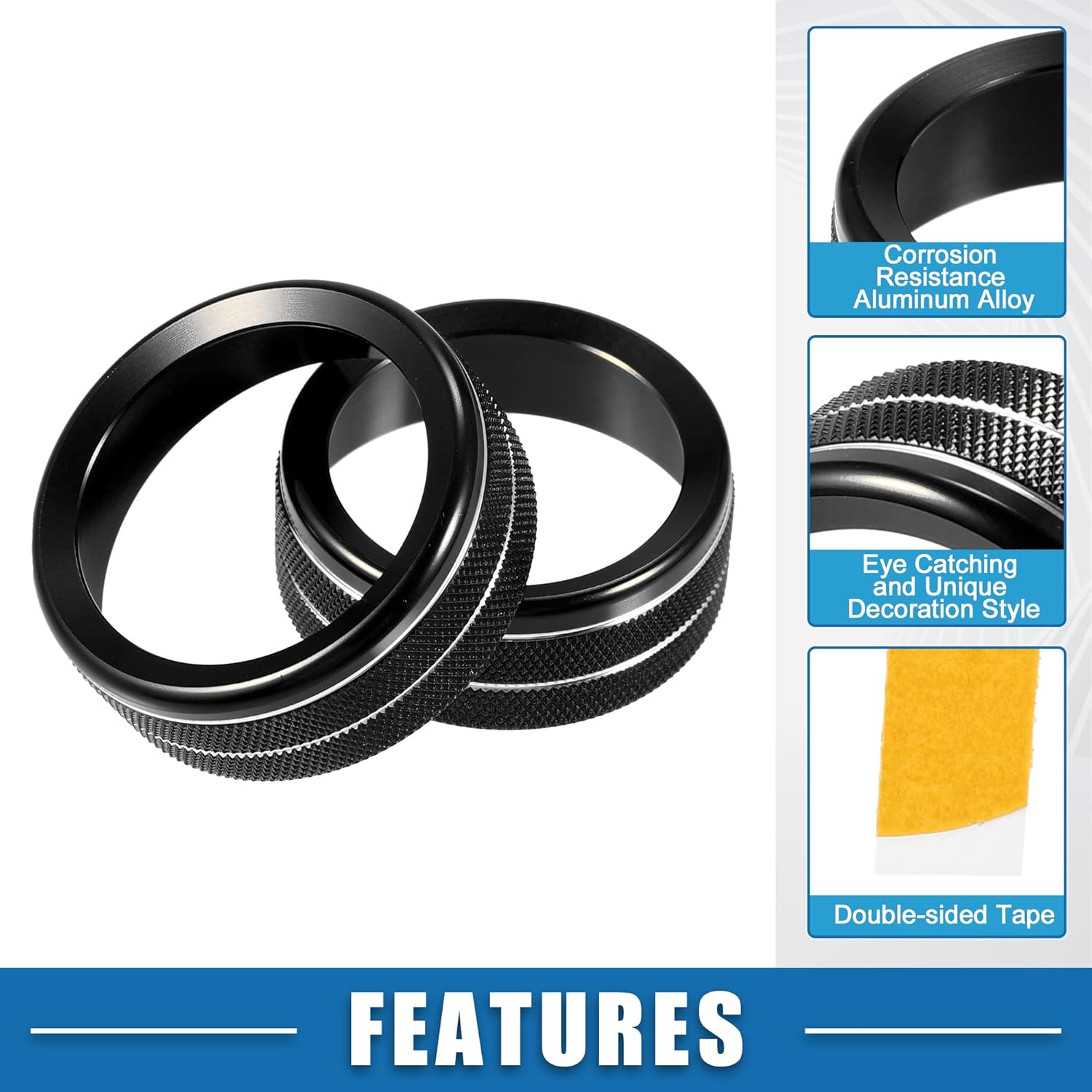 A ABSOPRO Calcomanías para pomos de aire acondicionado de automóvil, interruptor de radio de CA para Jeep Wrangler JL JLU 2018-2022, color negro