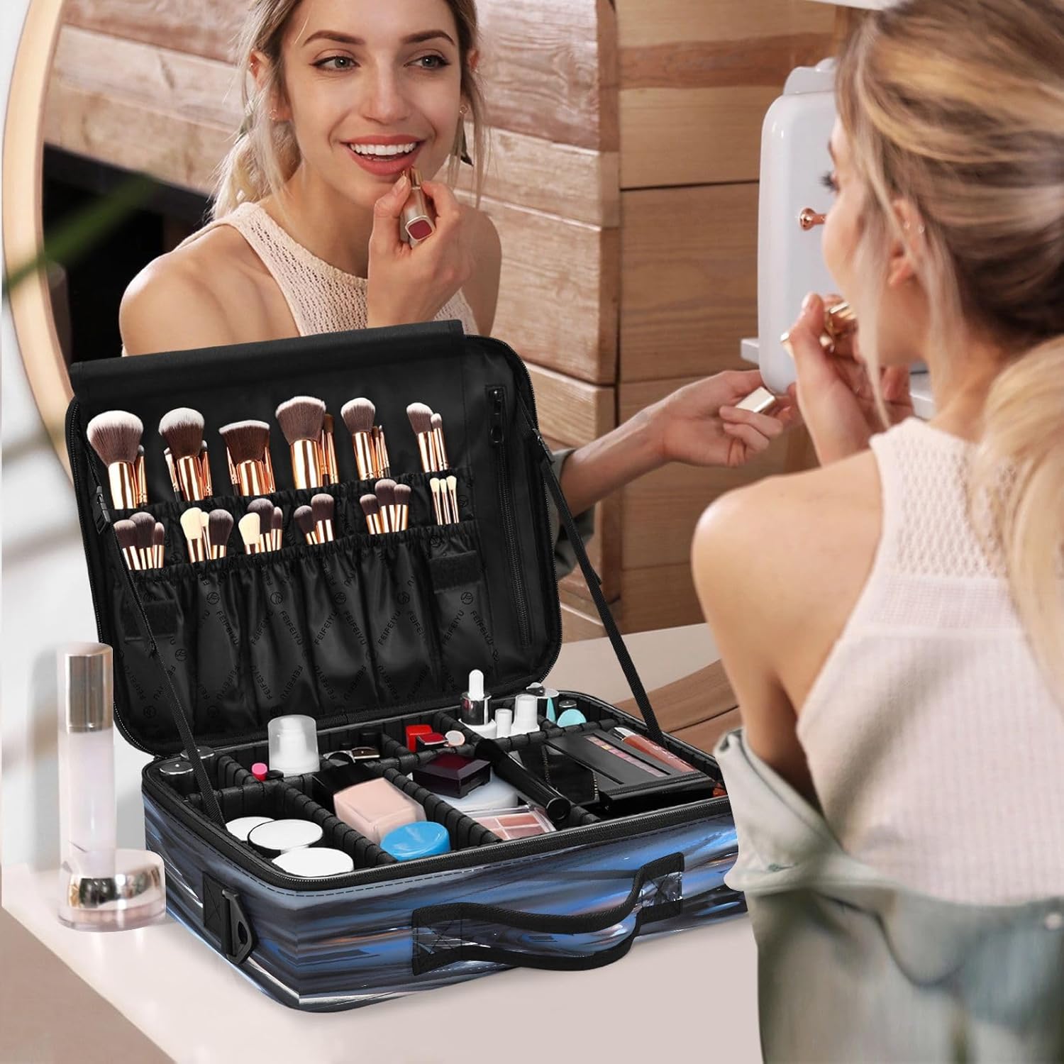 Blue Elf Girl dividers for cosmetics makeup brushes travel size toiletries make up bags women travel makeup train bolso para maquillaje men mens