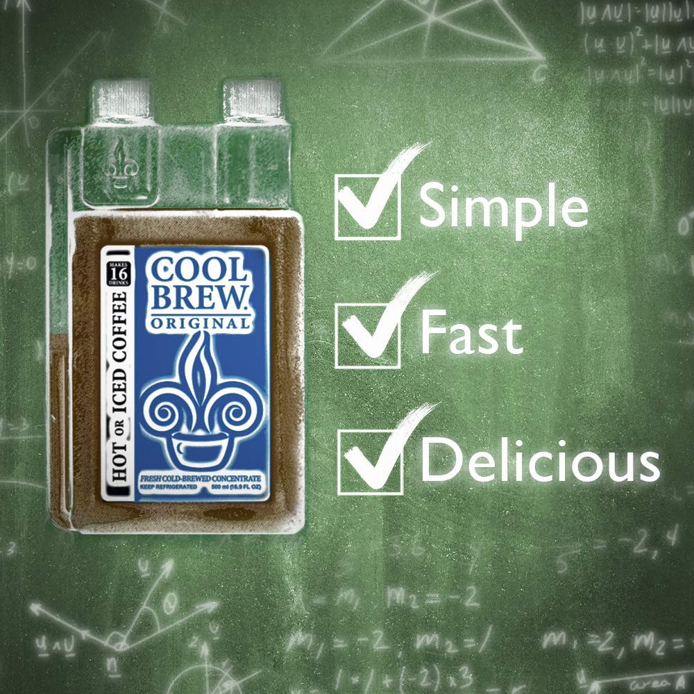 CoolBrew Concentrado líquido frío fresco  tostado oscuro, granos de arábica gourmet, para café helado o caliente, sin azúcar, sin conservantes