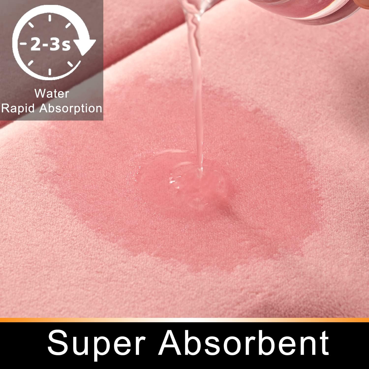 Tapete de baño de espuma viscoelástica, color rosa, antideslizante, súper absorbente, de secado rápido, lavable a máquina, tapete de baño ultra