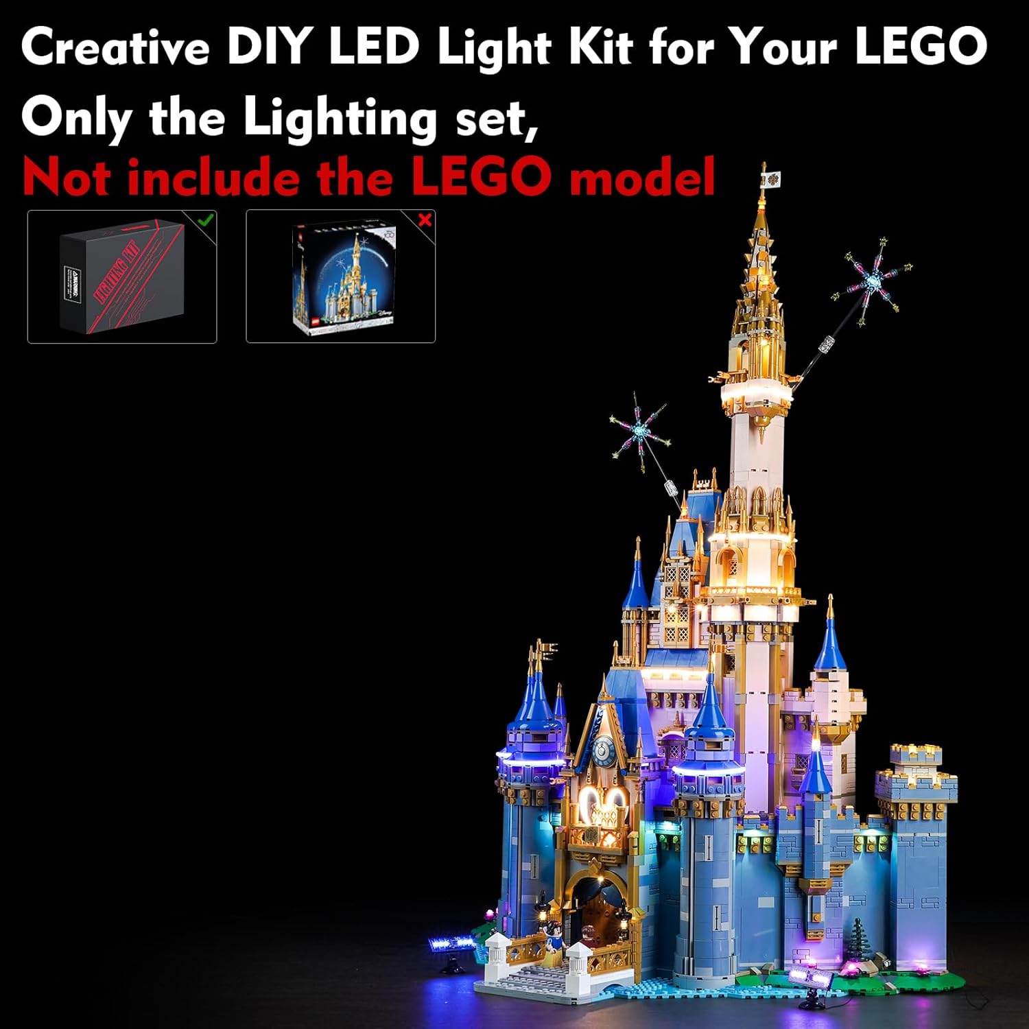 Kit de luces LED para Lego Disney Castle, versión mejorada de control de luz, juego de iluminación creativo, accesorios compatibles con Lego con
