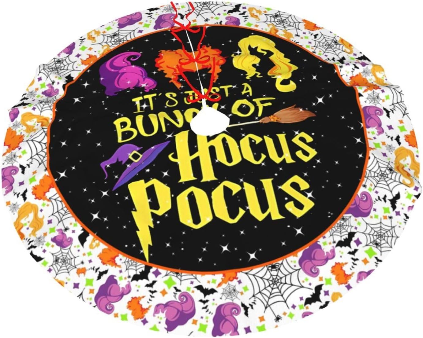 Falda de árbol de brujas de Halloween, araña, murciélagos, alfombra de 36 pulgadas para vacaciones, Año Nuevo, Halloween, Navidad, decoración de