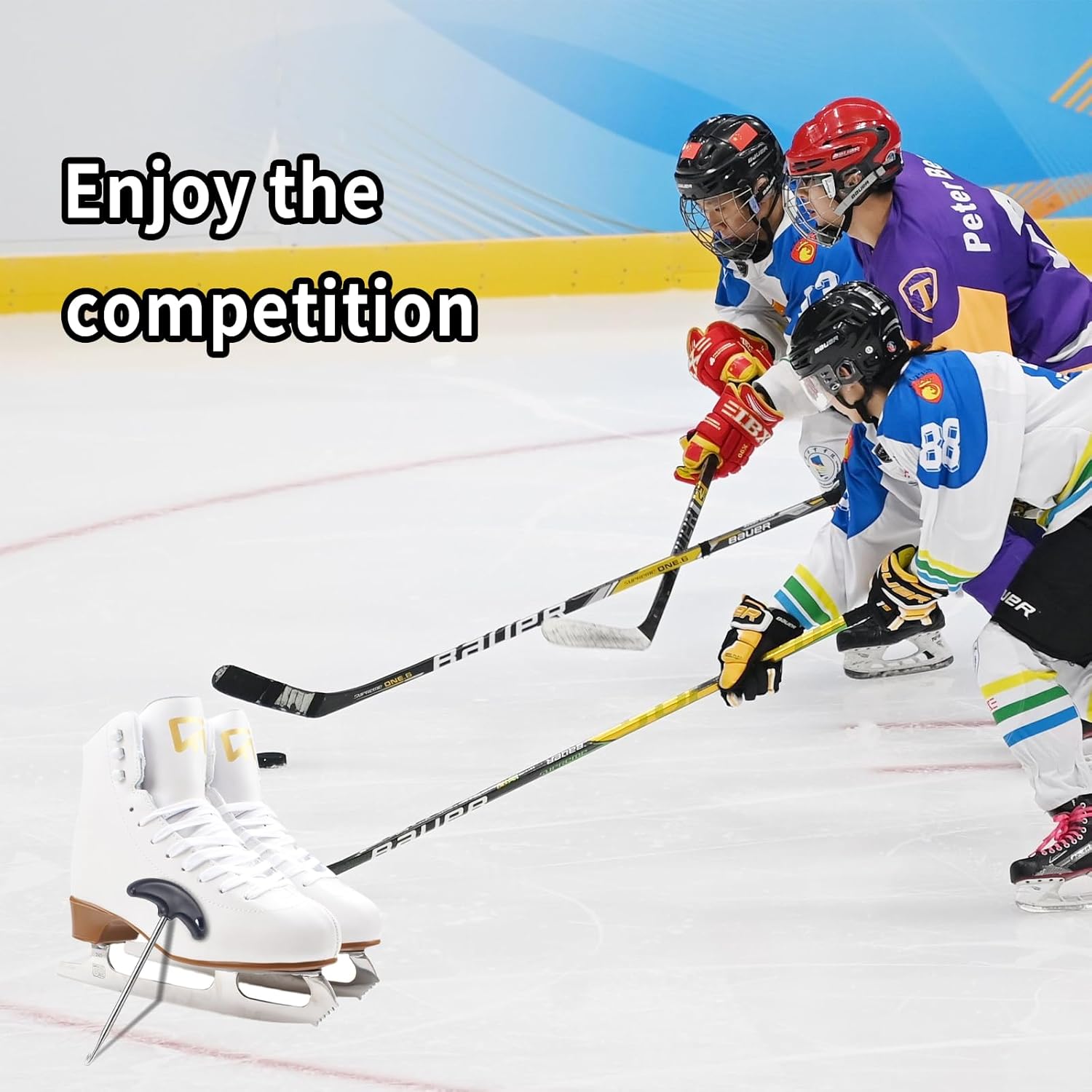UOMIO Tensor de encaje de hockey, herramienta de ajuste de encaje de zapatos, herramienta de ajuste de encaje para patines de hielo, herramienta de