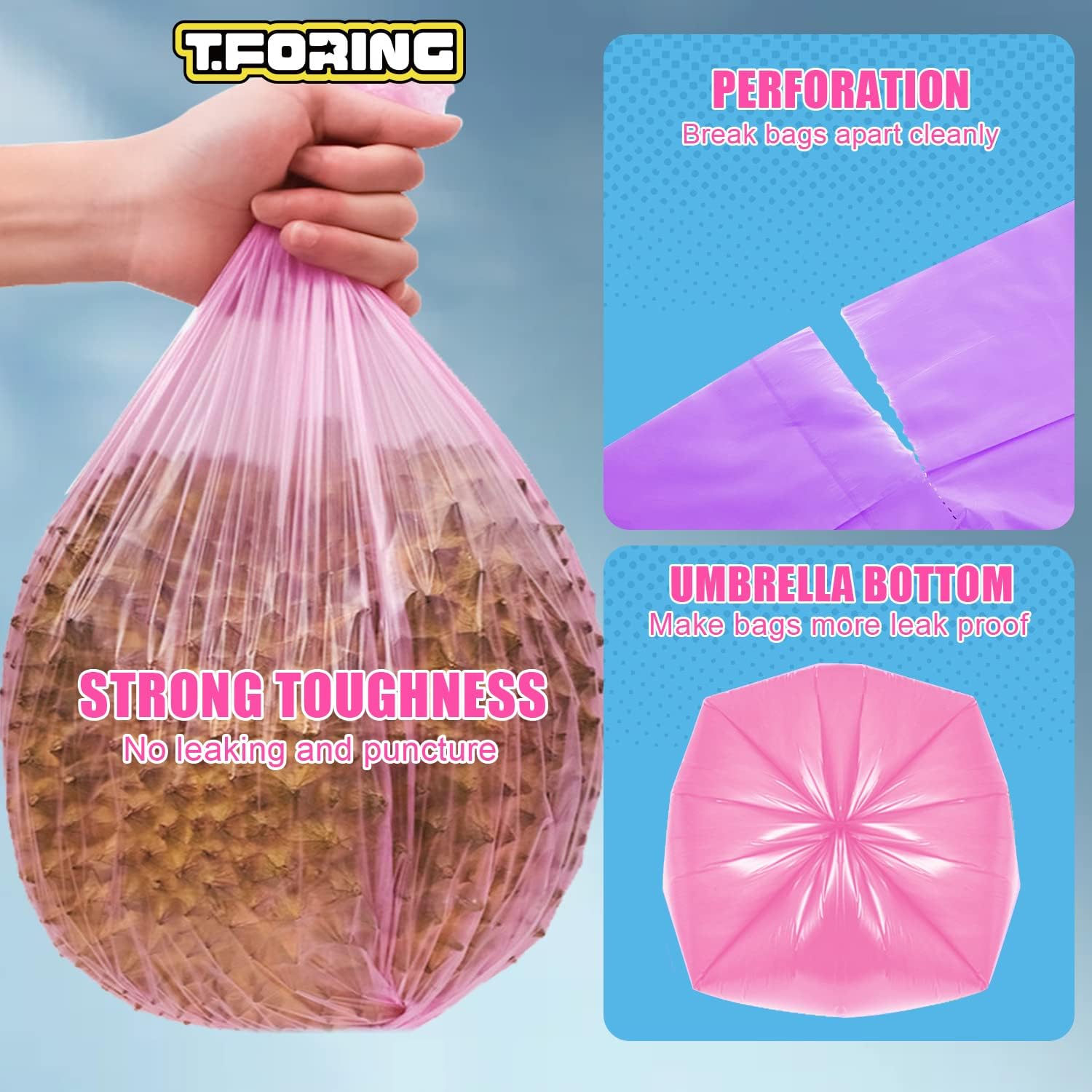 Mini bolsas de basura de 2 galones  150 bolsas de basura pequeñas sin perfume, forros de basura de plástico de colores de 7.5 litros, forros gruesos