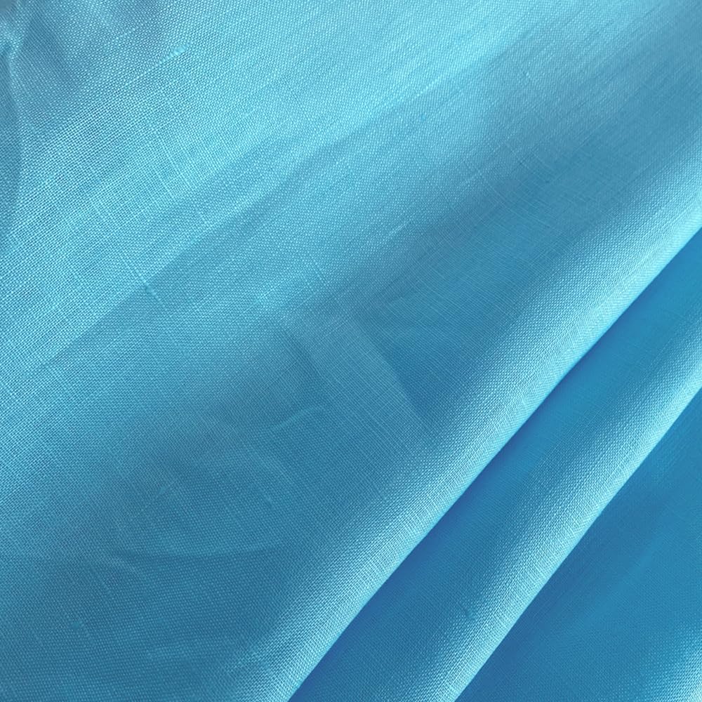 Nature – Paño de tela de lino 100% puro para prendas de bordar, manualidades por yarda (azul cielo profundo)