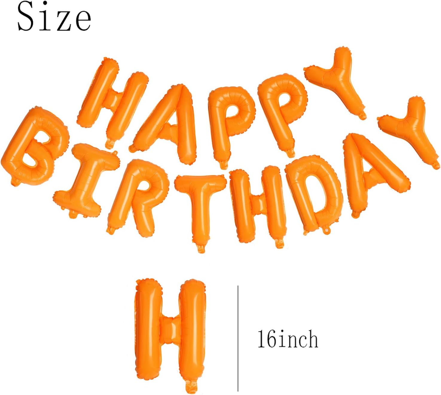 Globos de letras de papel de aluminio naranja de 16 pulgadas, globos de papel de aluminio para decoración de fiesta de cumpleaños