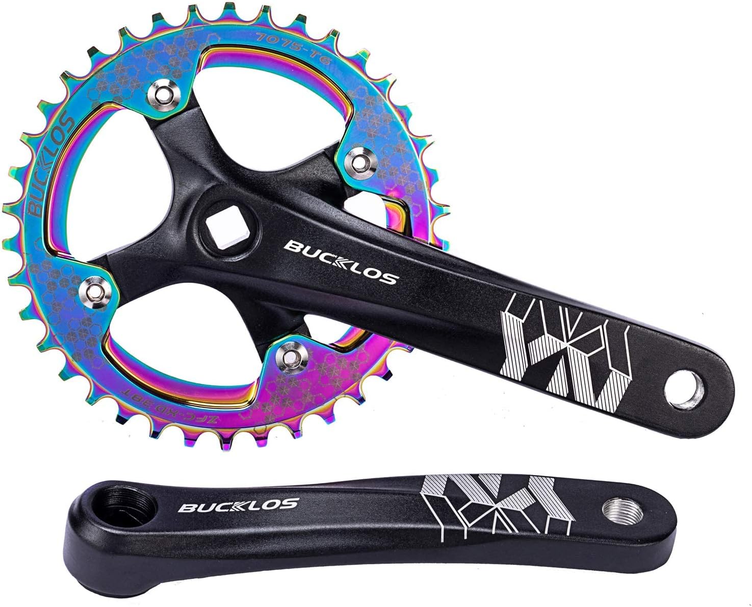 BUCKLOS MTB – Grüeta cuadrada cónica de 6.693in, 104 BCD de montaña estrecho de dientes anchos 323436384042T, plato redondo y ovalado de una sola