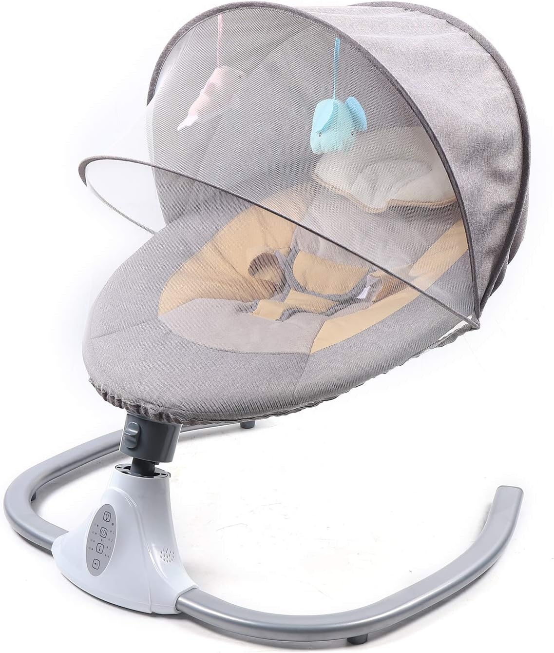 TFCFL Columpios de bebé para bebés, silla columpio plegable para bebé, 4 velocidades con altavoz de música, control remoto, red, juguetes colgantes,