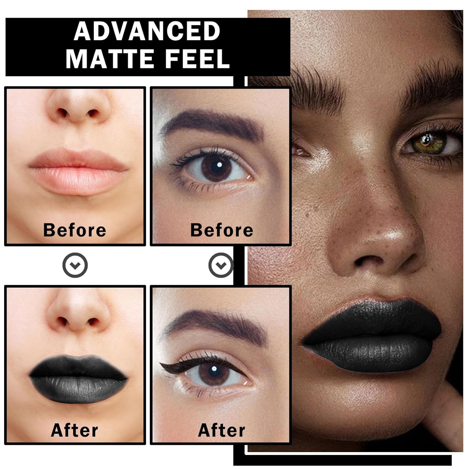 CAHIUYOA Juego de 2 delineadores de labios de color vampiro, rojo mate, lápiz labial líquido rojo, brillo de labios, tinte de labios, resistente al