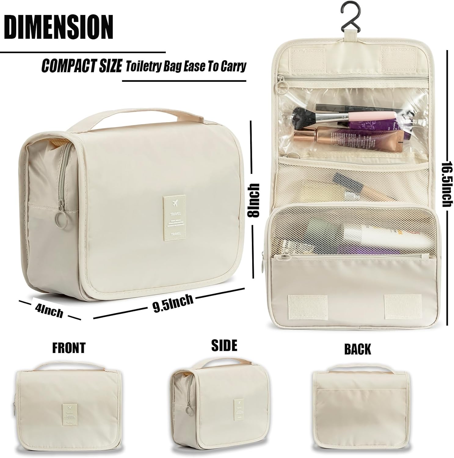 L&FY Neceser de viaje colgante para mujer, organizador de cosméticos, bolsa de maquillaje, kits de Dopp para hombre con asa, Azul (Ice Blue), A la
