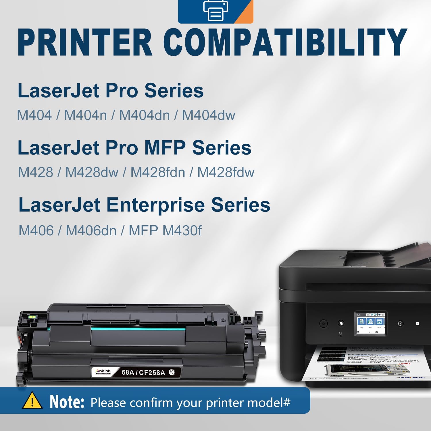 (con chip) ANKINK 58A CF258A Cartucho de tóner negro de alto rendimiento de repuesto para HP 58A 258A 58X CF258X para impresora láser MFP M428fdw