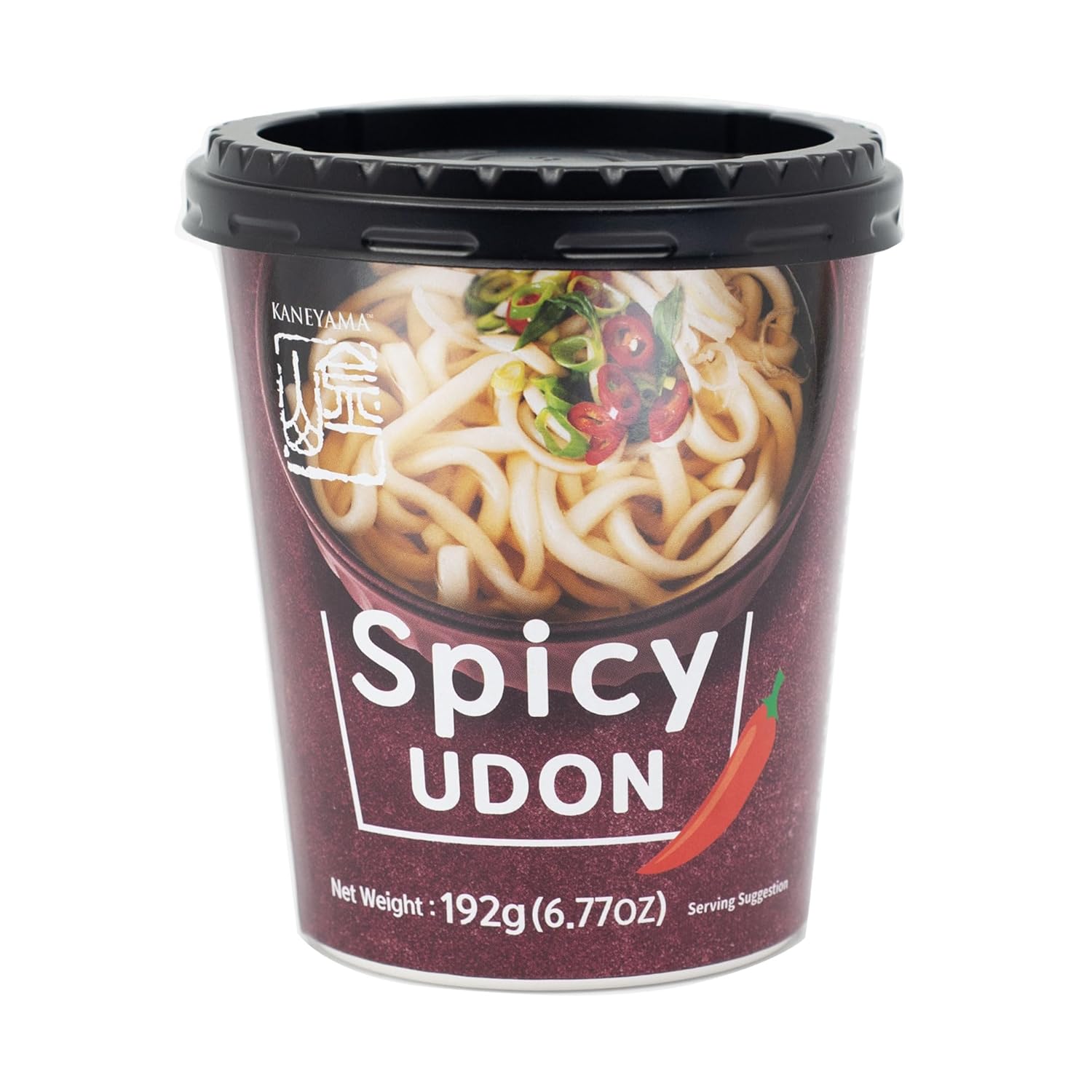 Kaneyama Taza de sopa de fideos, Udon de estilo japonés, sabor picante Shoyu-Kimchi, fideos frescos masticables instantáneos y aptos para