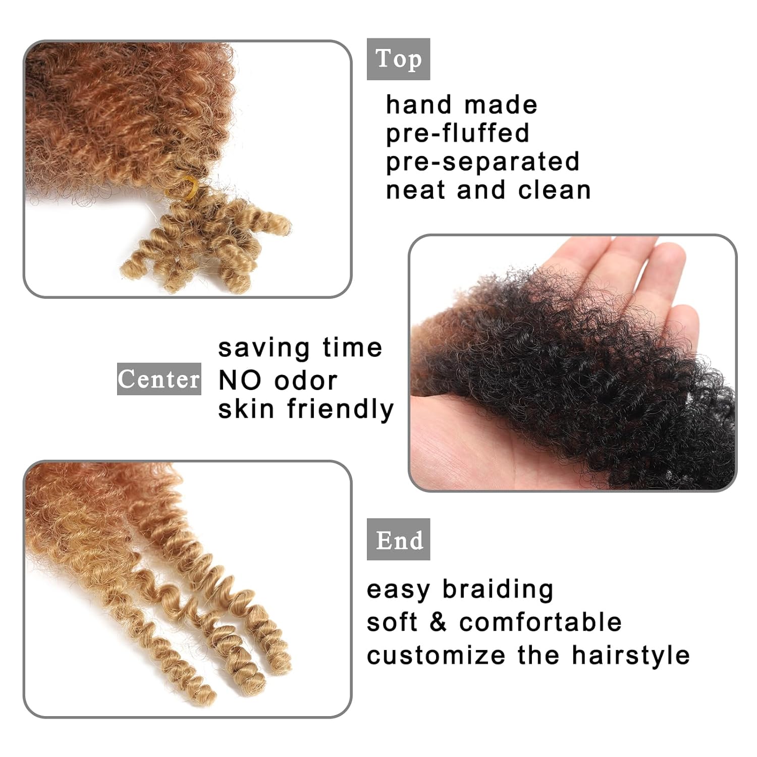 8 paquetes de cabello trenzado Marley Twist 1B 30 27#, 12 pulgadas, cabello sintético afro Twist preseparado para rastas suaves, cabello de