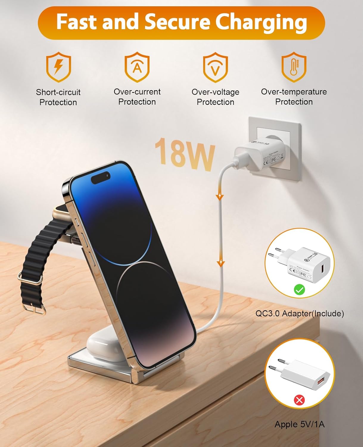 REOKILY Mag-Safe – Soporte de carga para iPhone y reloj para dispositivos Apple, base de carga plegable magnética 3 en 1 para Airpods y iPhone
