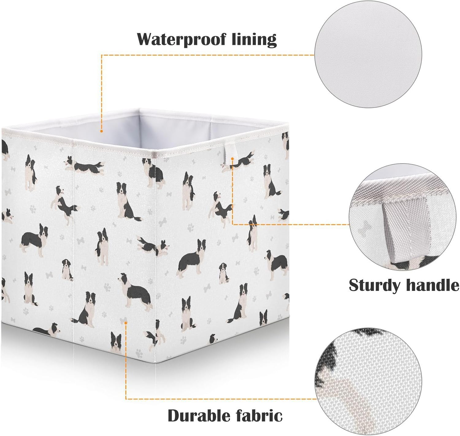 Border Collie – Cubo de almacenamiento de tela, cubos de almacenamiento plegables, grandes organizadores de armario, cestas para guardería,