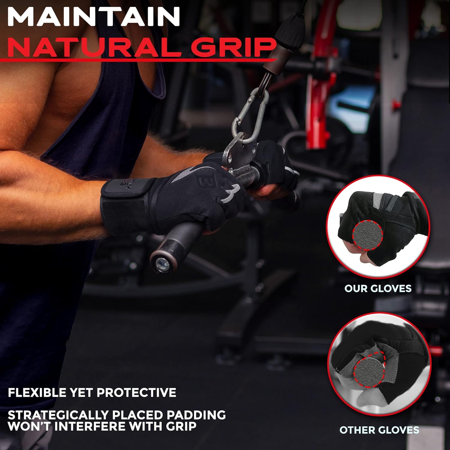 No-Rip Workout Gloves for Men&Women, Weight Lifting Gloves for Men&Women with Wrist Support, Extra Grip, Full Palm Protection for Weight Lifting