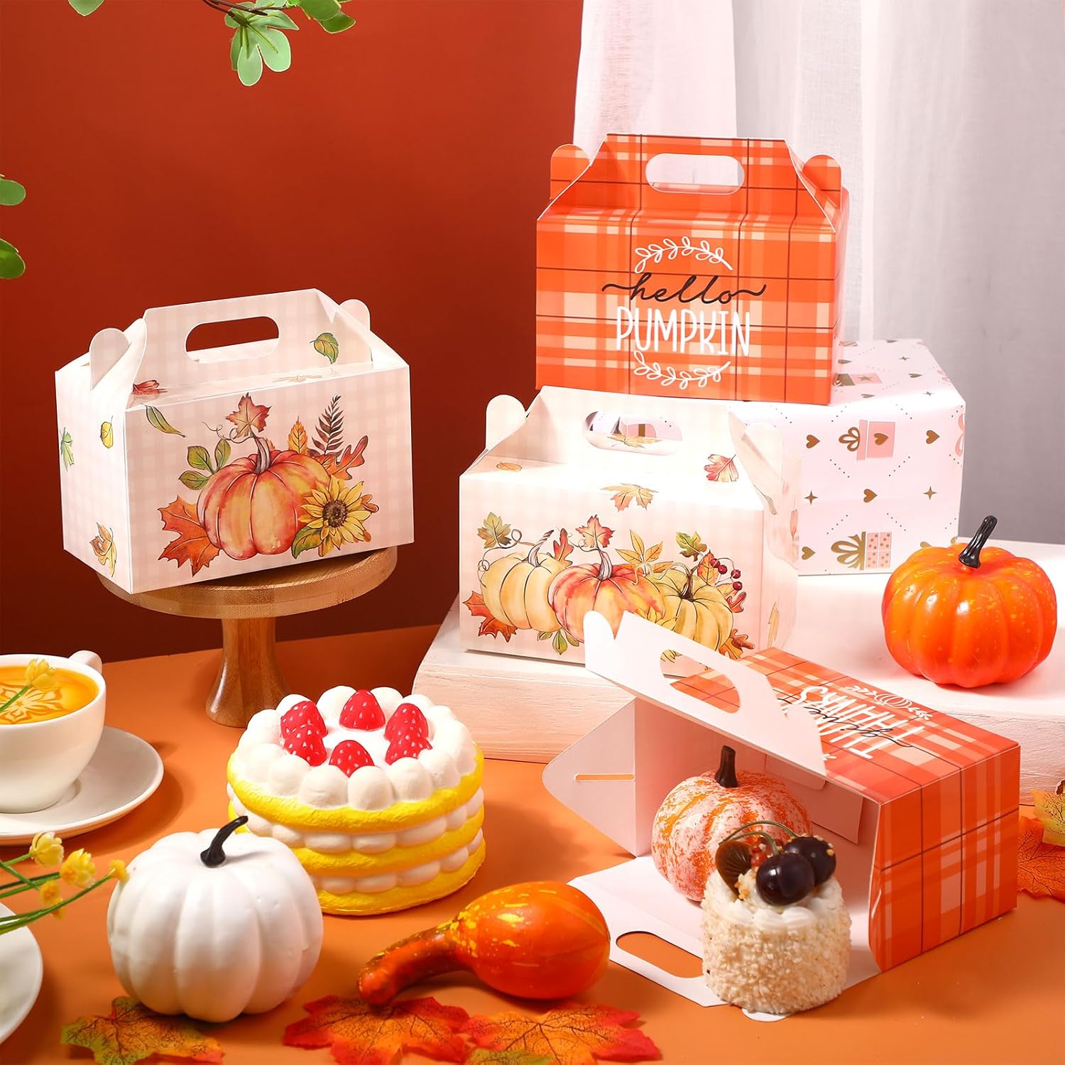 Pasimy Cajas de dulces para fiesta de otoño, cajas de golosinas para fiesta de Acción de Gracias, cajas de fiesta de cosecha de otoño, cajas de