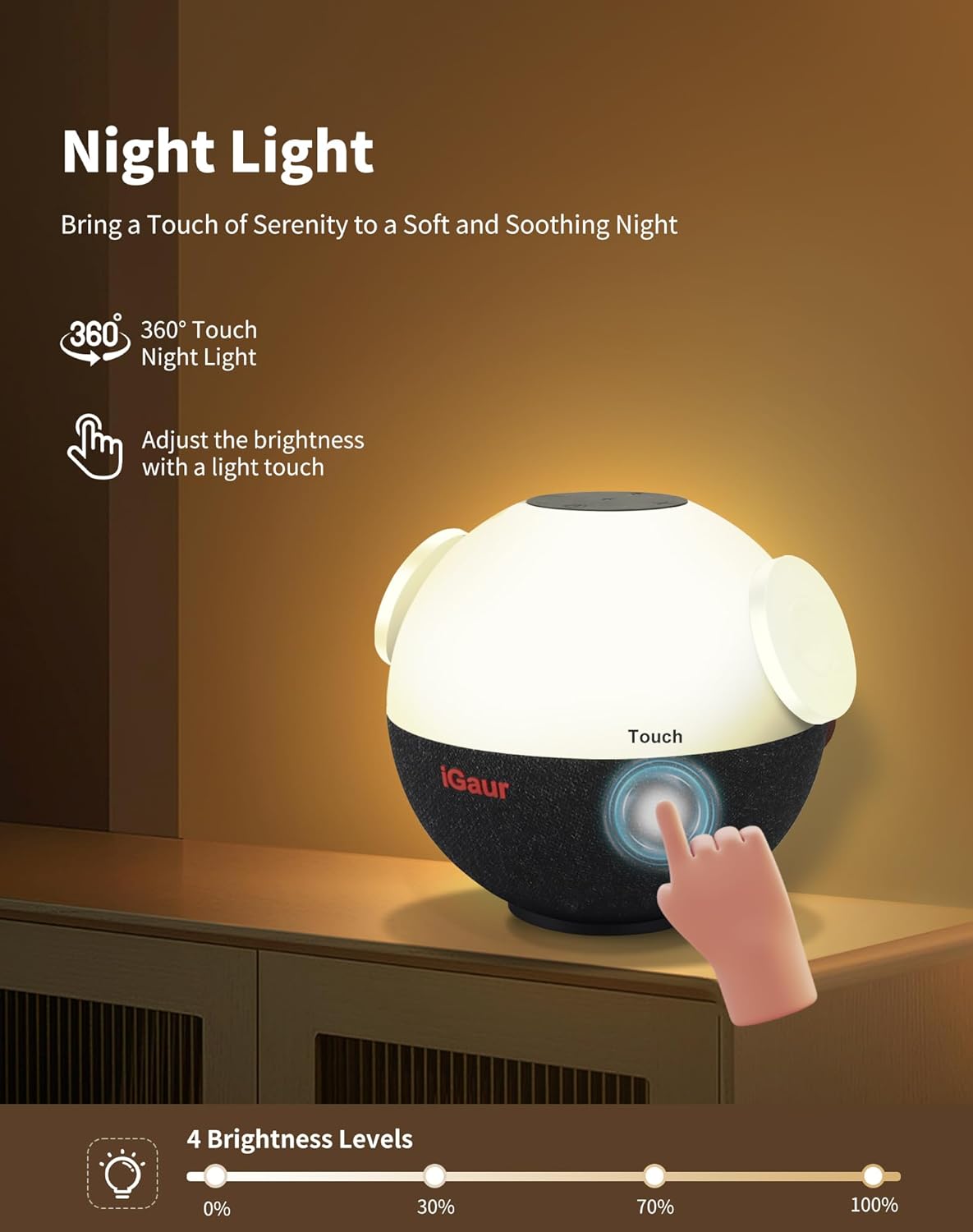 Luz nocturna LED al lado de la lámpara lámpara de mesa de música con cargador inalámbrico – Lámpara táctil 5 en 1 magnética inalámbrica para