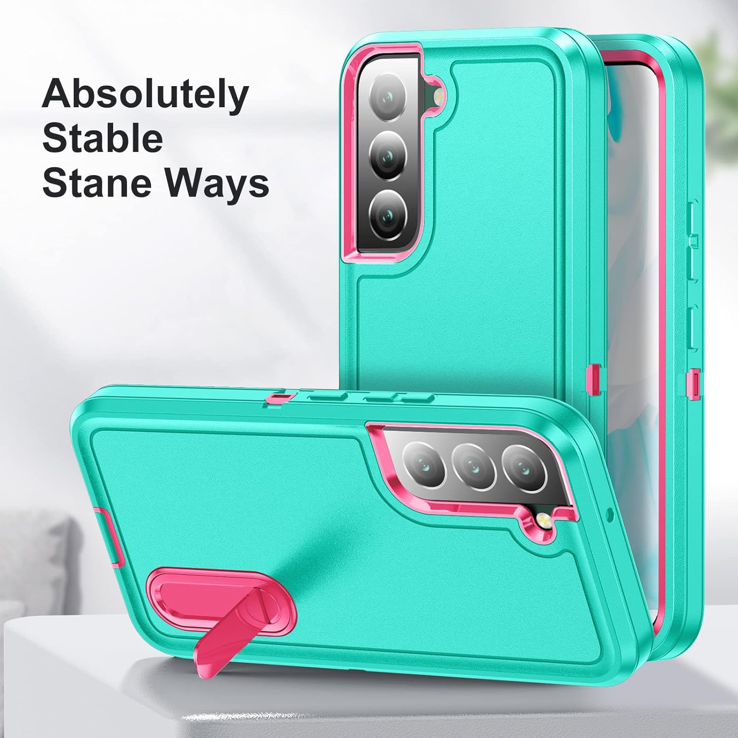 IDweel Funda para Samsung Galaxy S22 con soporte integrado, protección resistente a prueba de golpes, antiarañazos, resistente, duradera, funda